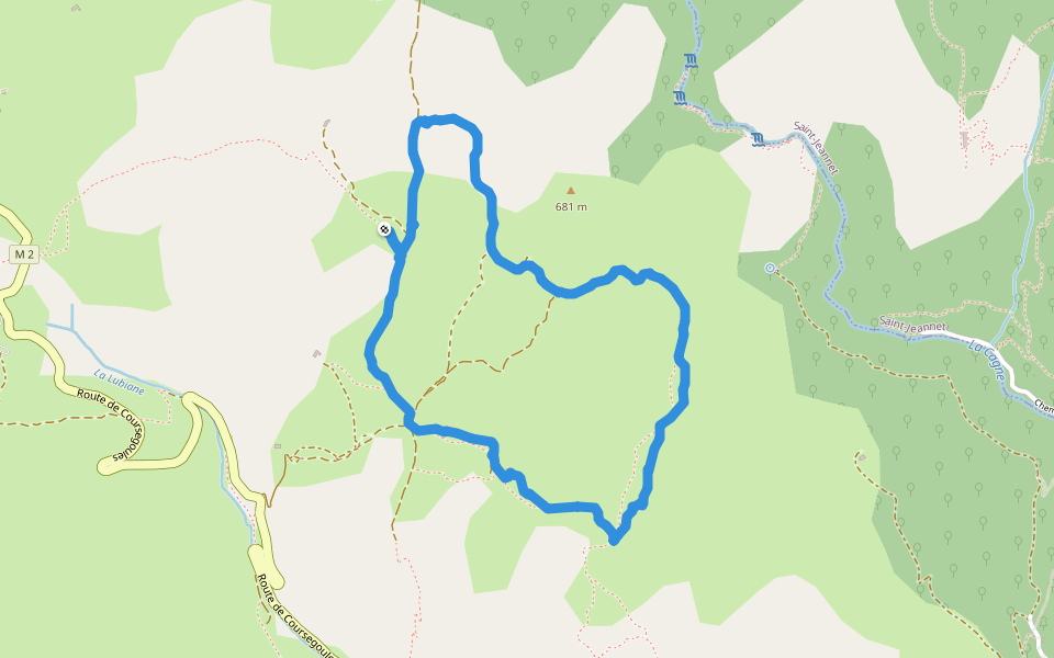 Piste du Plan des Noves walking route map in Vence