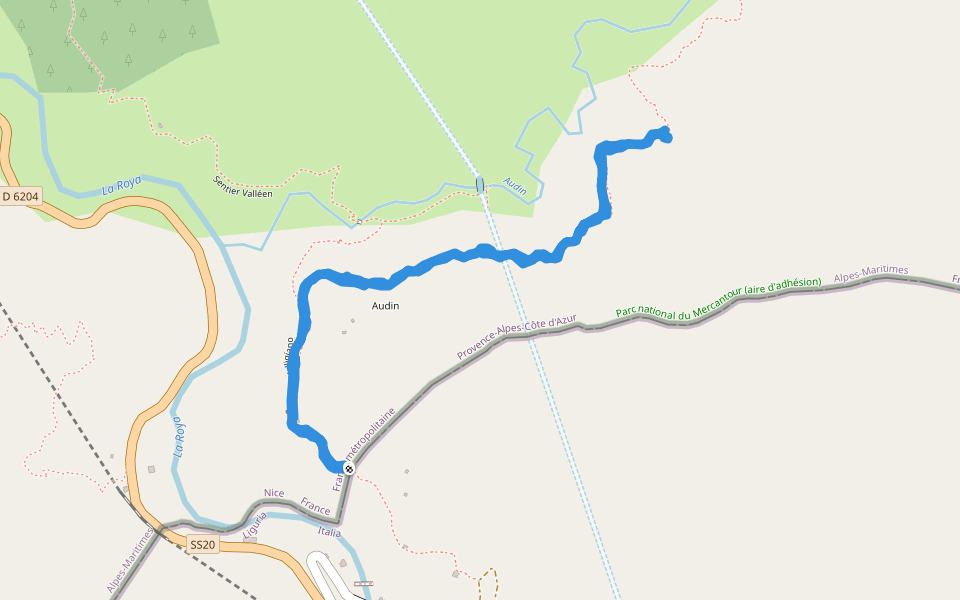 Chemin Rural de Dreje à Fanghetto walking route map in Breil-sur-Roya