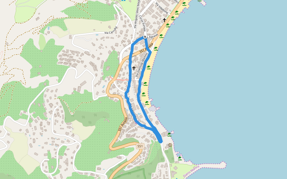 Jasmin walking route map in Diano Marina