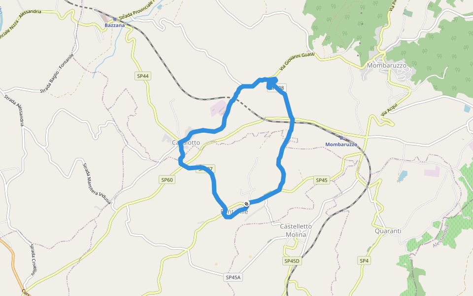 Fontanile-Mombaruzzo  walking route map in Fontanile