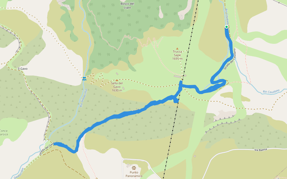 Strada del Caudano walking route map in Prato Nevoso