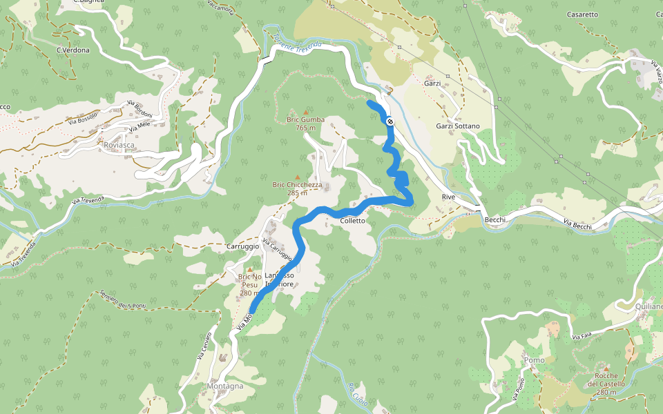 Bric Gumba walking route map in Molini