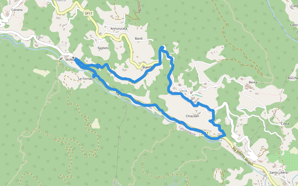 Mtb Cavatappi walking route map in Mulino