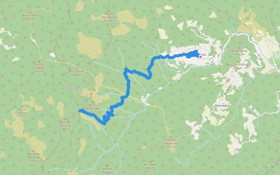 Sentiero della Memoria Partigiana walking route map in Roviasca