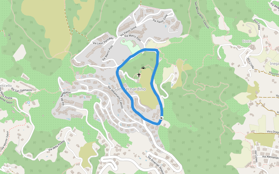 Via Giovanni da Verazzano walking route map in Finale Ligure