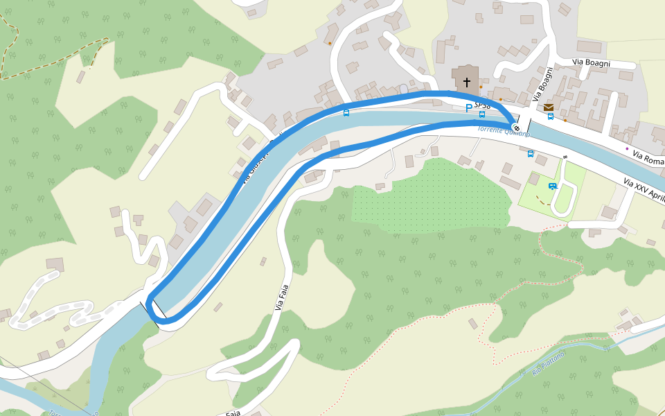 Torrente Quiliano walking route map in Quiliano
