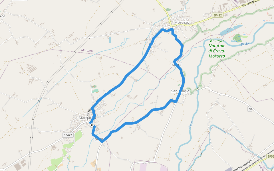 Riserva Naturale di Crava-Morozzo walking route map in Margarita