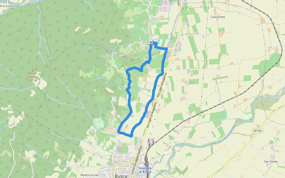 Campo da calcio walking route map in Ceretto