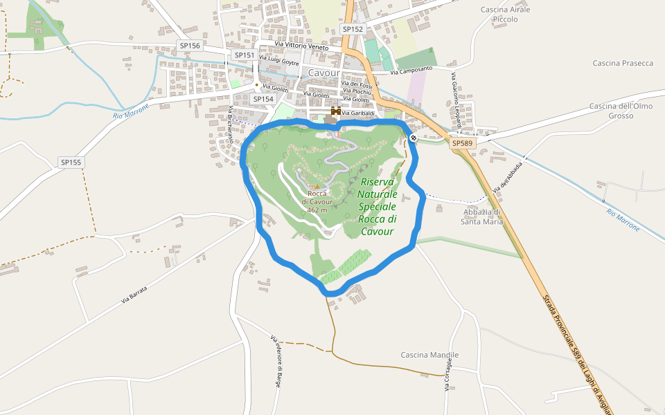 Riserva Naturale Speciale Rocca di Cavour walking route map in Cavour