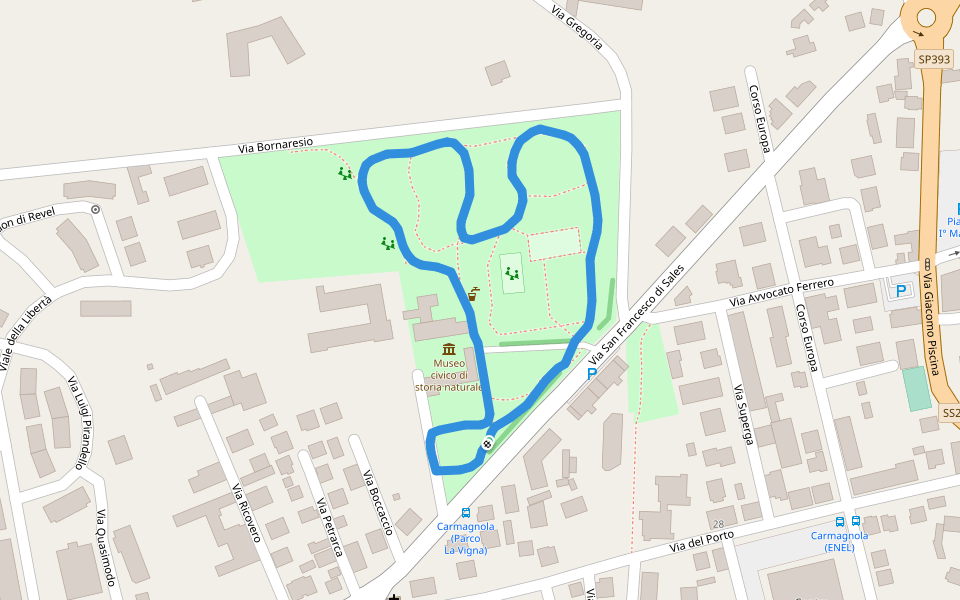 Parco Cascina Vigna walking route map in Carmagnola