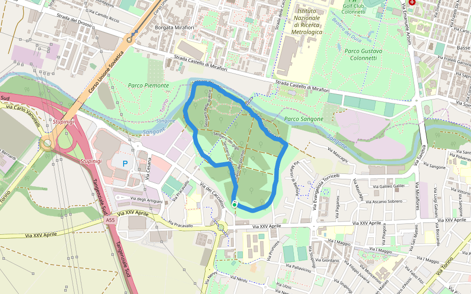 Parco Boschetto walking route map in Nichelino