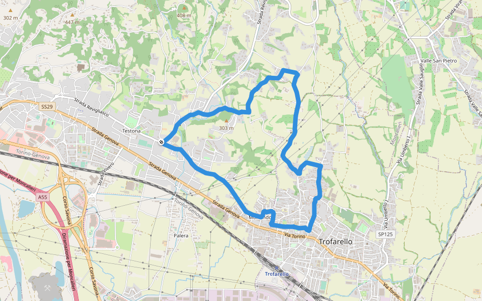 Azienda agricola Miniotti Adriano walking route map in Moncalieri