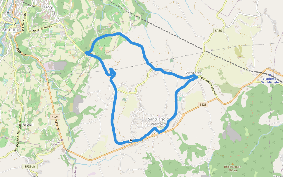 Tomba di Elena di Savoia walking route map in Vicoforte