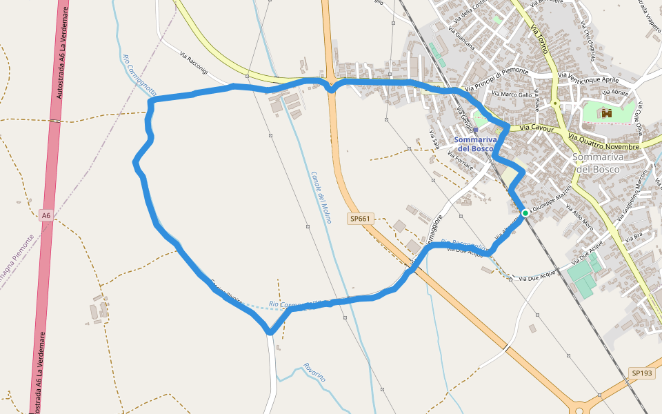 Largo Riccardo Vanni walking route map in Sommariva del Bosco