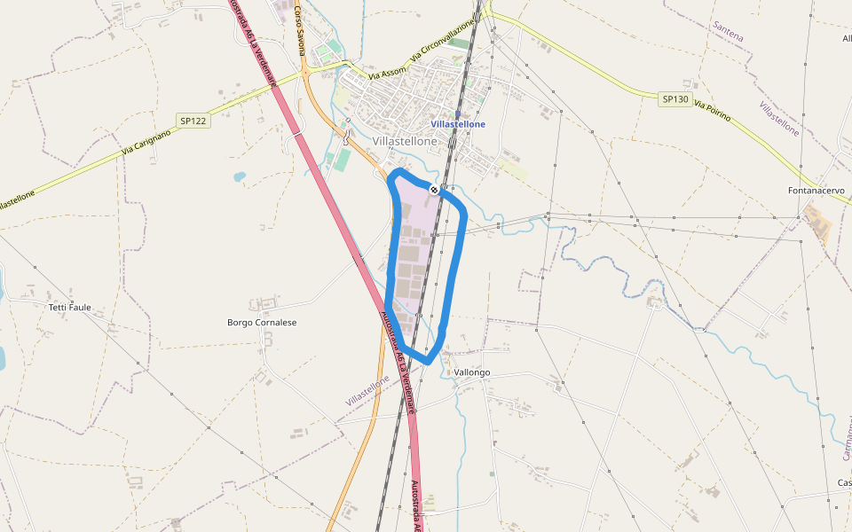 Rio dei Cocchi walking route map in Villastellone