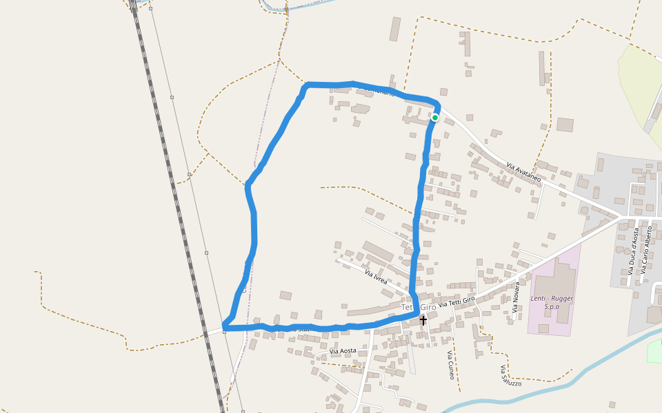 Piazza Tetti Giro walking route map in Santena