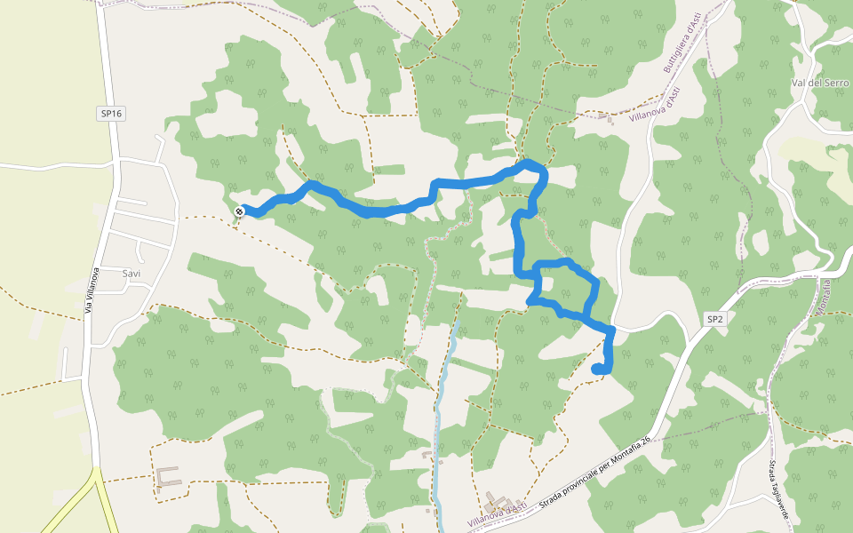 Madonna del cascinale walking route map in Savi