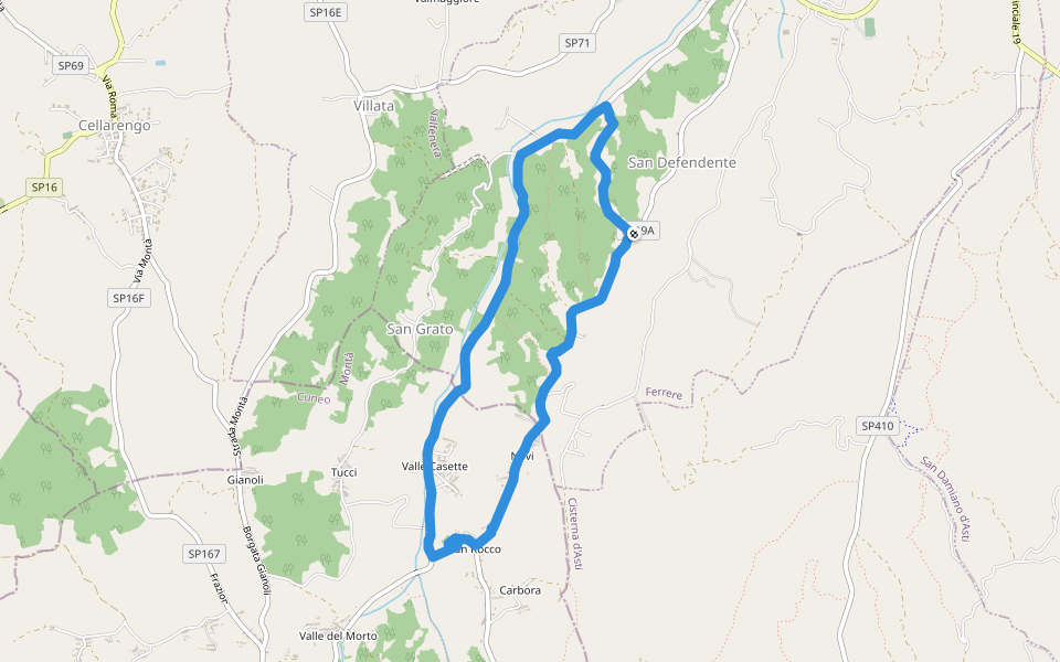Rio di Corsana walking route map in San Defendente