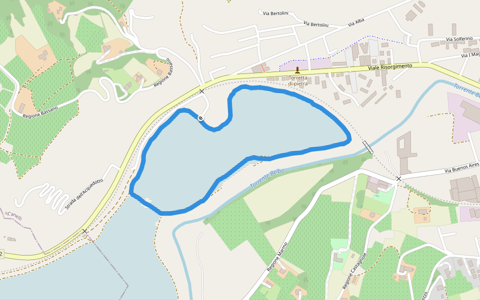 Torretta di pietra walking route map in Canelli