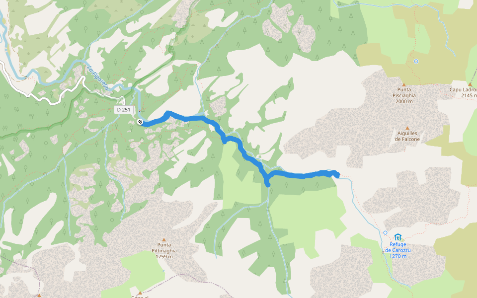 Variante de l'accès au GR 20 walking route map in Calenzana