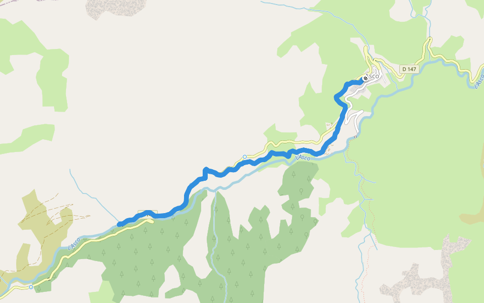 L'Asco walking route map in Asco