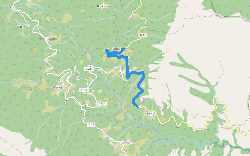 Ortale pied d’alesiane walking route map in Ortale