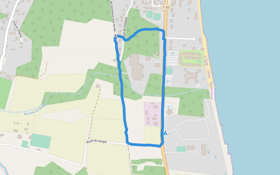 Les Marines de Moriani walking route map in San-Nicolao