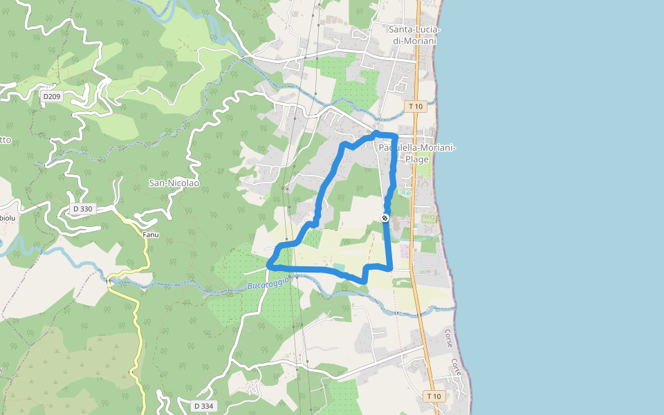 Ruisseau d'Acqua Bona walking route map in San-Nicolao