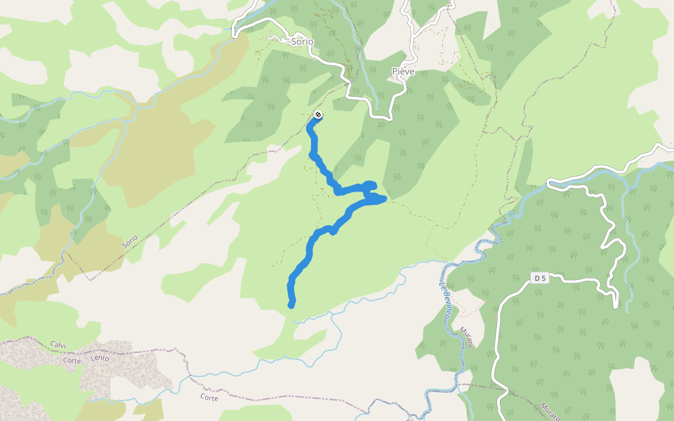 Ruisseau de Ficapenta walking route map in Sorio