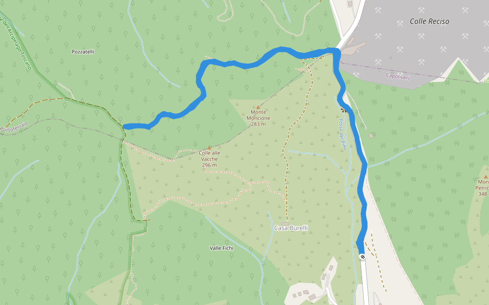 Monte Moncione walking route map in Capoliveri
