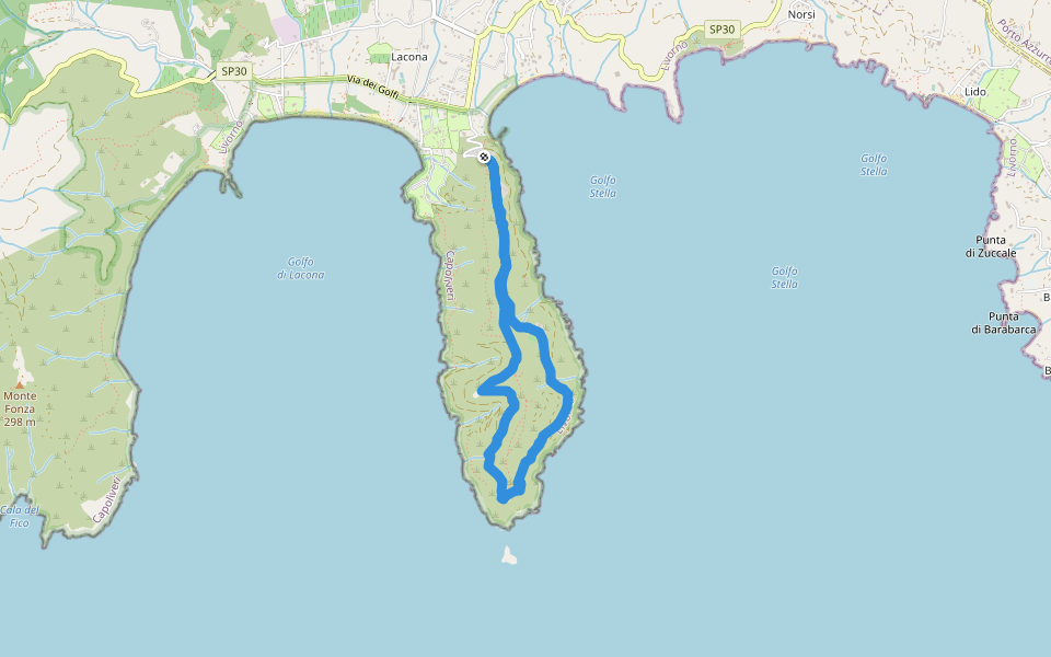 Via Capo Stella walking route map in Lacona