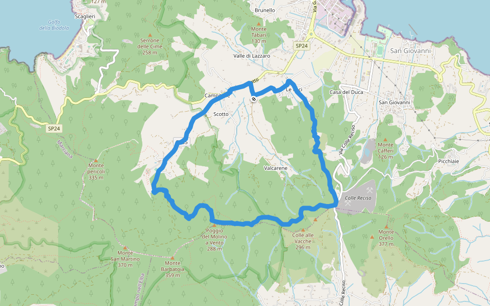 Valcarene walking route map in Portoferraio