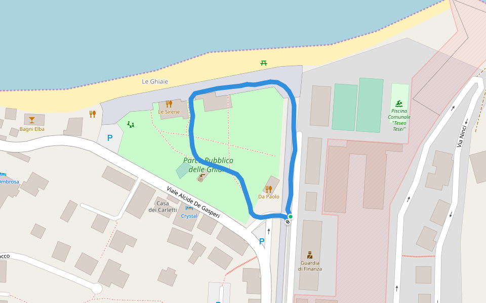 Parco Pubblico delle Ghiaie walking route map in Portoferraio