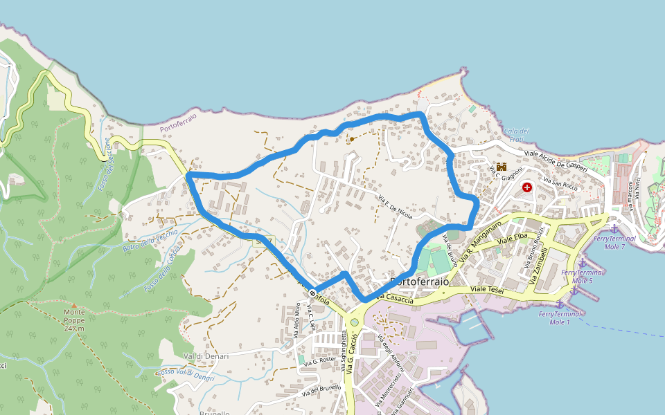 Calcetto walking route map in Portoferraio