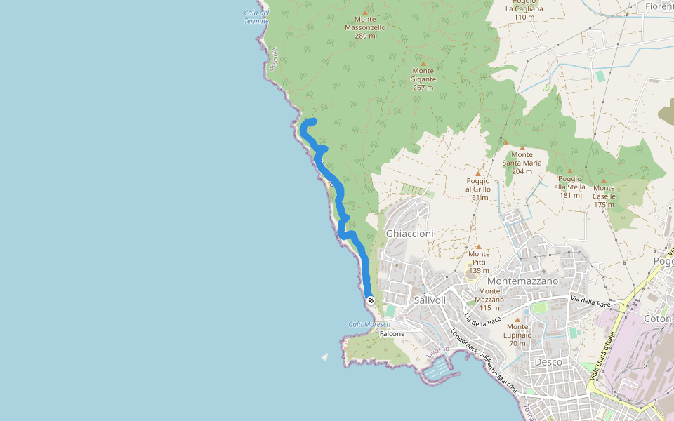Boscaccio walking route map in Piombino
