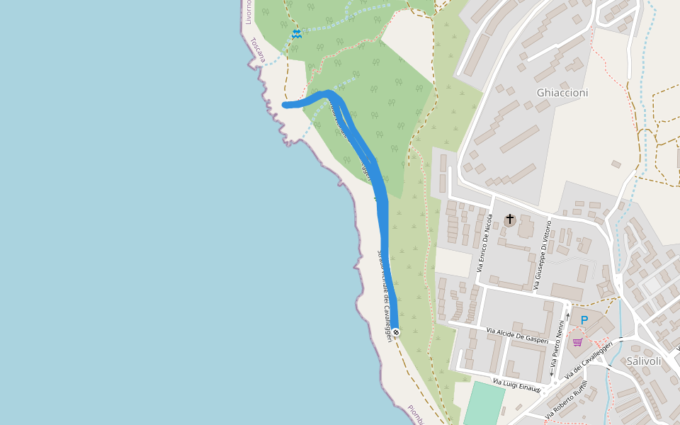 Strada vicinale dei Cavalleggeri walking route map in Piombino