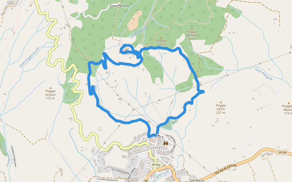 Via del Cimitero walking route map in Suvereto