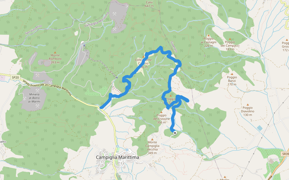 Via del Temperino walking route map in Campiglia Marittima