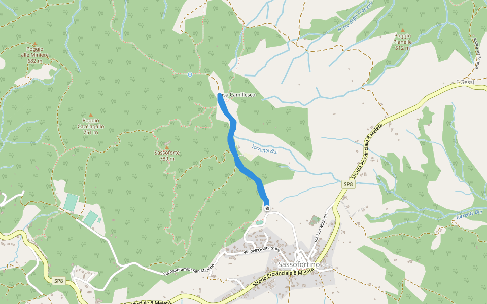 Torrente Bai walking route map in Sassofortino