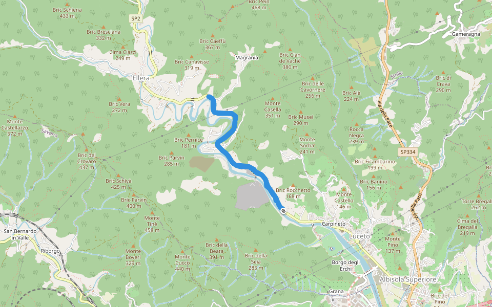 Sansobbia walking route map in Albisola Superiore