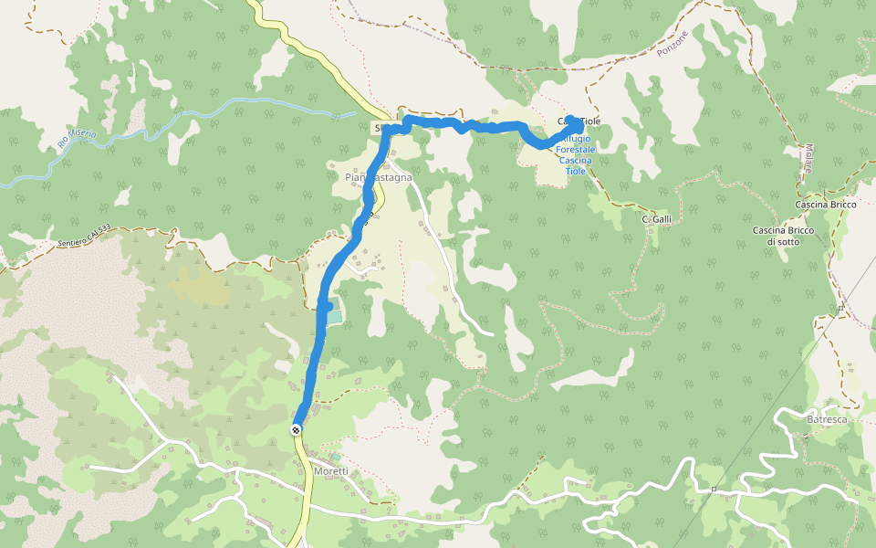 Sentiero CAI 533 walking route map in Moretti