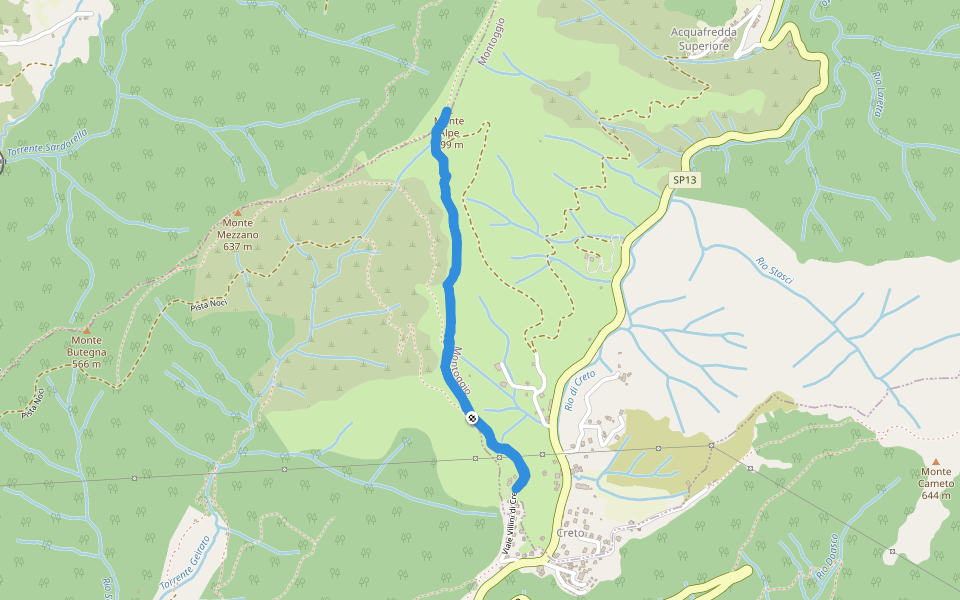 Alta Via dei Monti Liguri walking route map in Creto