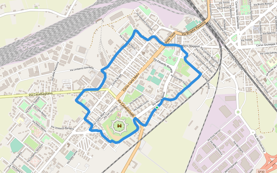 Parco giochi di via Gandolfi walking route map in Alessandria