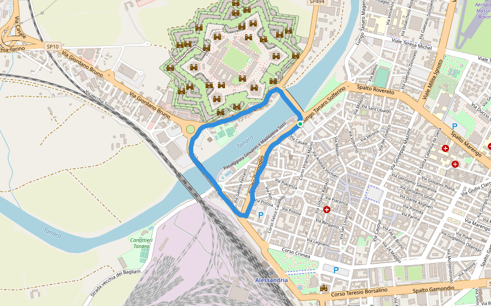 Centro Sportivo Comunale Cassa di Risparmio walking route map in Alessandria