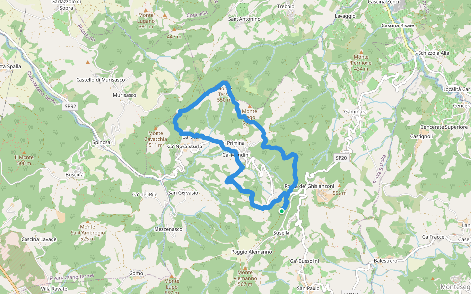 Monte Magrera walking route map in Colombara