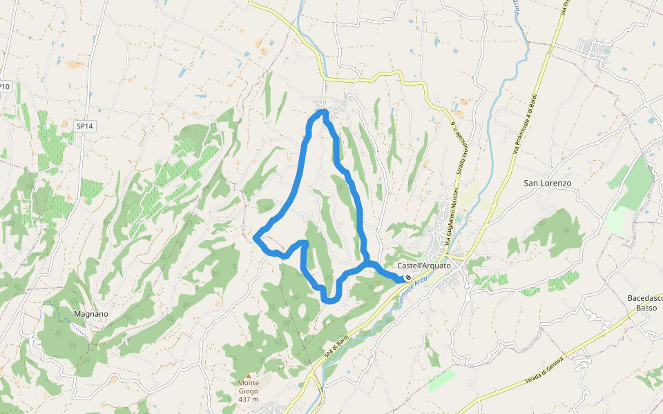 Case Sparse Torretta walking route map in Castell'Arquato