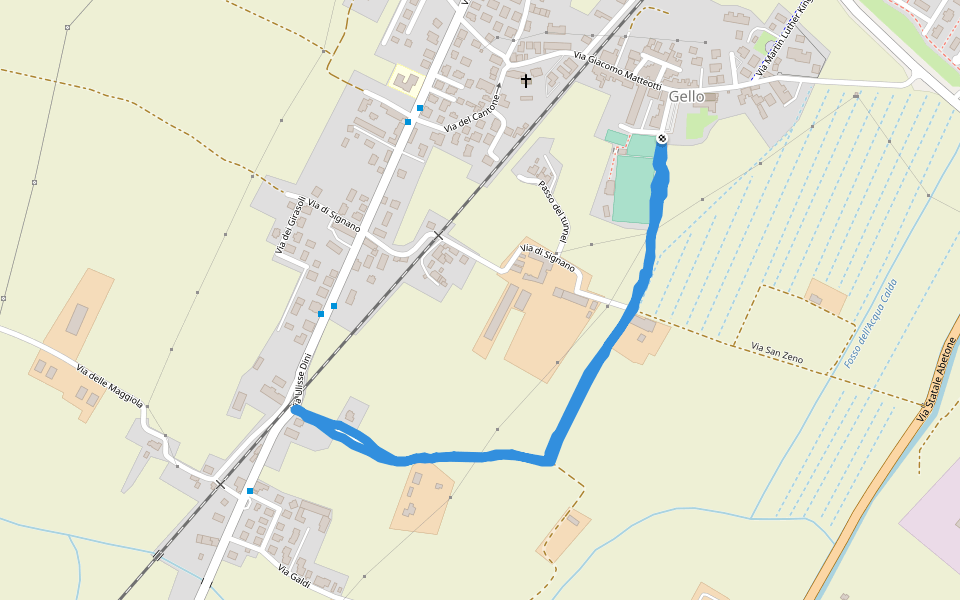 Via San Zeno walking route map in Gello