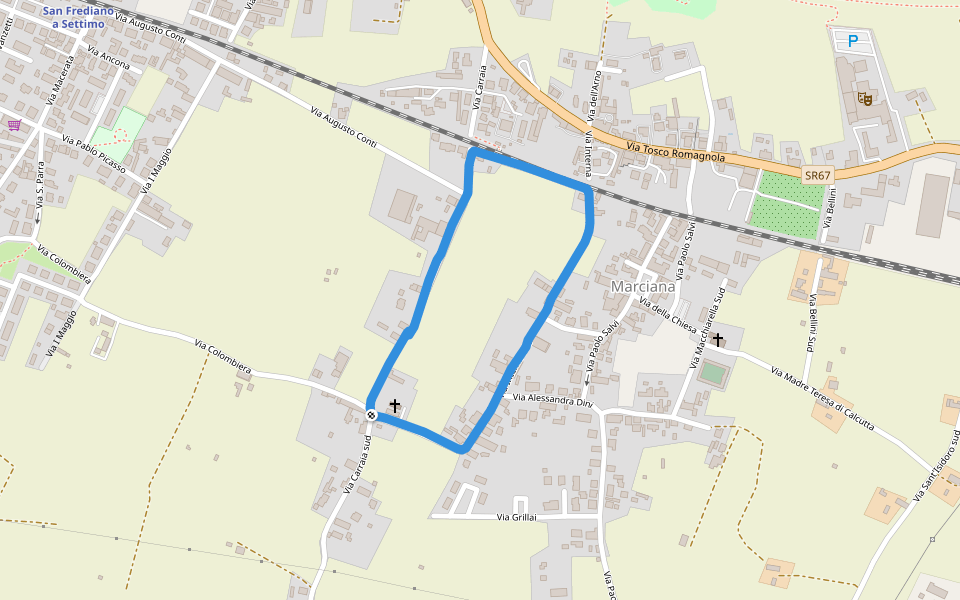 Marciana walking route map in Cascina