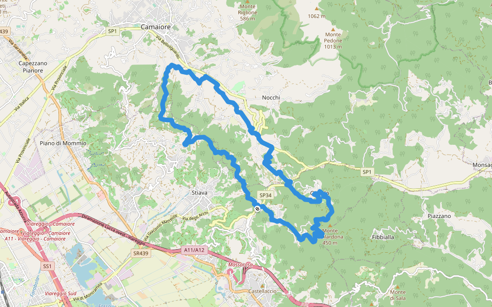 Scherzi walking route map in Montigiano