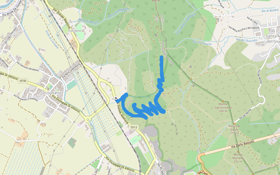 ANPIL - Monte Castellare walking route map in Casa Baroni Sud